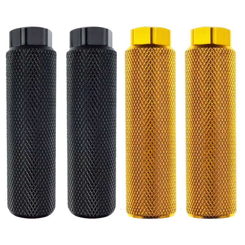 Zelerdo 2 Pairs Aluminum Alloy Bike Pegs for Mountain Bike Cycling Rear Stunt Pegs Fit 3/8 inch Axles (Pure Black and Yellow, 100x28 mm) - Image 1